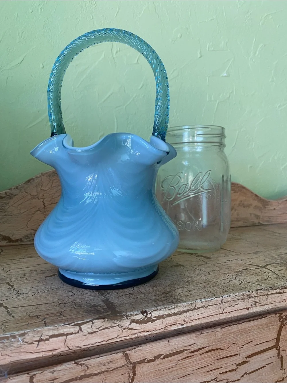 Fenton Art Glass Cased Overlay Basket
